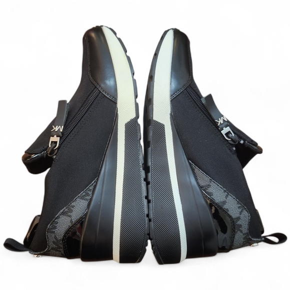 Michael Michael Kors Black Slip-On Wedge Sneakers With Side Zip Size 7 Like New - Picture 8 of 12